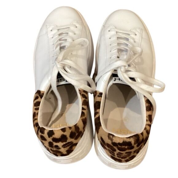 Ash White and Leopard Print Platform Sneakers - Picture 11 of 15